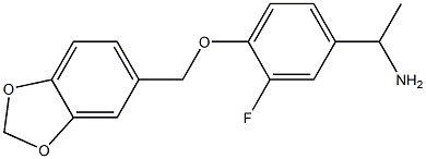 1-[4-(2H-1,3-benzodioxol-5-ylmethoxy)-3-fluorophenyl]ethan-1-amine Struktur