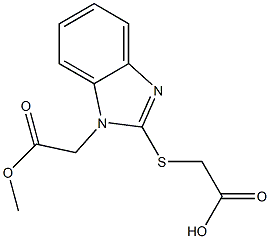 2-{[1-(2-methoxy-2-oxoethyl)-1H-1,3-benzodiazol-2-yl]sulfanyl}acetic acid Struktur