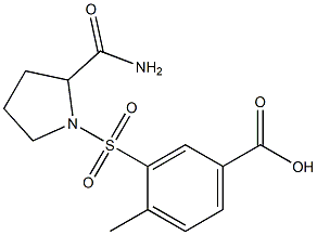 3-[(2-carbamoylpyrrolidine-1-)sulfonyl]-4-methylbenzoic acid Structure
