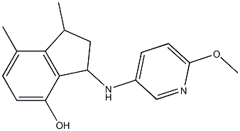 3-[(6-methoxypyridin-3-yl)amino]-1,7-dimethyl-2,3-dihydro-1H-inden-4-ol Struktur