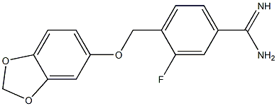 4-[(2H-1,3-benzodioxol-5-yloxy)methyl]-3-fluorobenzene-1-carboximidamide Struktur