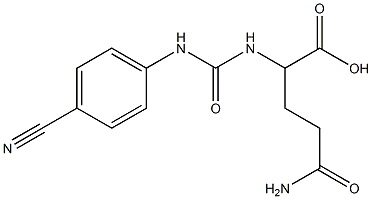 4-carbamoyl-2-{[(4-cyanophenyl)carbamoyl]amino}butanoic acid 化学構造式