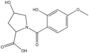 4-hydroxy-1-(2-hydroxy-4-methoxybenzoyl)pyrrolidine-2-carboxylic acid|