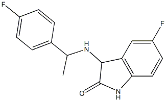 5-fluoro-3-{[1-(4-fluorophenyl)ethyl]amino}-2,3-dihydro-1H-indol-2-one 结构式