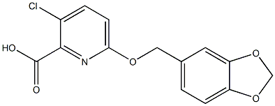 6-(2H-1,3-benzodioxol-5-ylmethoxy)-3-chloropyridine-2-carboxylic acid Struktur