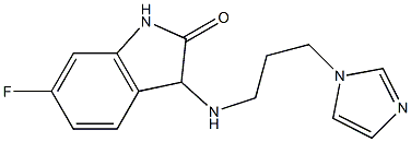 6-fluoro-3-{[3-(1H-imidazol-1-yl)propyl]amino}-2,3-dihydro-1H-indol-2-one 化学構造式