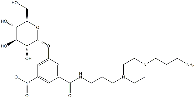 N-[3-[4-(3-aminopropyl)piperazin-1-yl]propyl]-3-nitro-5-[(2R,3R,4S,5S,6R)-3,4,5-trihydroxy-6-(hydroxymethyl)oxan-2-yl]oxy-benzamide Structure
