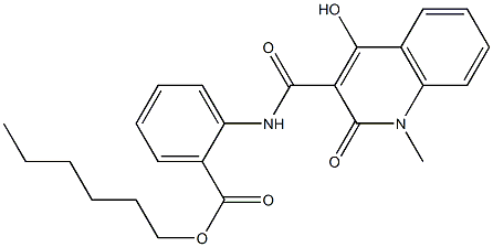 hexyl 2-{[(4-hydroxy-1-methyl-2-oxo-1,2-dihydro-3-quinolinyl)carbonyl]amino}benzoate Structure