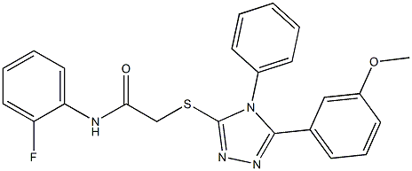 N-(2-fluorophenyl)-2-{[5-(3-methoxyphenyl)-4-phenyl-4H-1,2,4-triazol-3-yl]sulfanyl}acetamide,,结构式