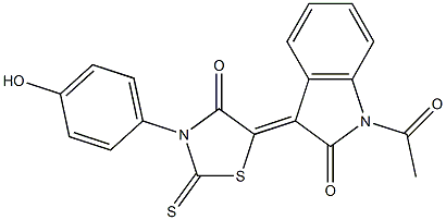 1-acetyl-3-[3-(4-hydroxyphenyl)-4-oxo-2-thioxo-1,3-thiazolidin-5-ylidene]-1,3-dihydro-2H-indol-2-one Structure