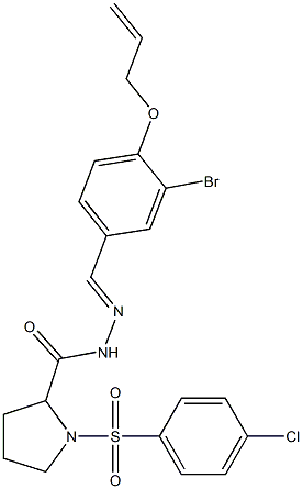 N'-[4-(allyloxy)-3-bromobenzylidene]-1-[(4-chlorophenyl)sulfonyl]-2-pyrrolidinecarbohydrazide 结构式