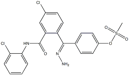 4-{4-chloro[(2-chloroanilino)carbonyl]benzohydrazonoyl}phenyl methanesulfonate Struktur
