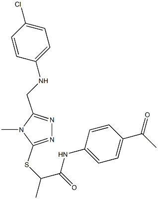 N-(4-acetylphenyl)-2-[(5-{[(4-chlorophenyl)amino]methyl}-4-methyl-4H-1,2,4-triazol-3-yl)sulfanyl]propanamide Struktur