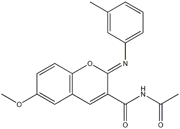 N-acetyl-6-methoxy-2-[(3-methylphenyl)imino]-2H-chromene-3-carboxamide Structure