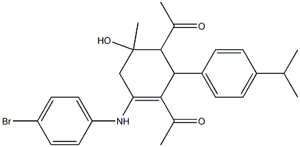 1,5-diacetyl-2-(4-bromoanilino)-4-hydroxy-6-(4-isopropylphenyl)-4-methyl-1-cyclohexene Structure