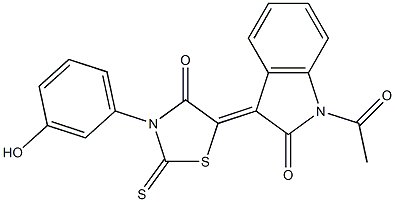 1-acetyl-3-[3-(3-hydroxyphenyl)-4-oxo-2-thioxo-1,3-thiazolidin-5-ylidene]-1,3-dihydro-2H-indol-2-one