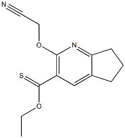 O-ethyl 2-(cyanomethoxy)-6,7-dihydro-5H-cyclopenta[b]pyridine-3-carbothioate Struktur
