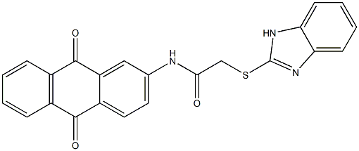 2-(1H-benzimidazol-2-ylsulfanyl)-N-(9,10-dioxo-9,10-dihydro-2-anthracenyl)acetamide Structure