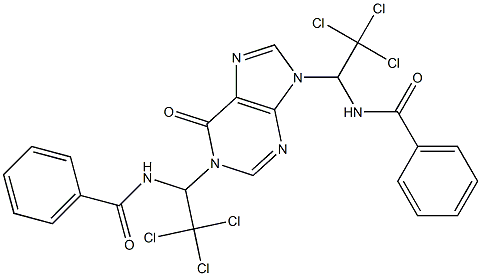 N-(1-{1-[1-(benzoylamino)-2,2,2-trichloroethyl]-6-oxo-1,6-dihydro-9H-purin-9-yl}-2,2,2-trichloroethyl)benzamide Struktur