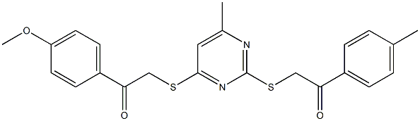1-(4-methoxyphenyl)-2-[(6-methyl-2-{[2-(4-methylphenyl)-2-oxoethyl]sulfanyl}-4-pyrimidinyl)sulfanyl]ethanone|