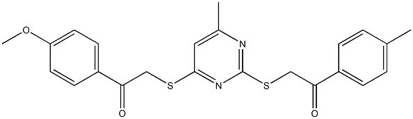  1-(4-methoxyphenyl)-2-[(6-methyl-2-{[2-(4-methylphenyl)-2-oxoethyl]sulfanyl}-4-pyrimidinyl)sulfanyl]ethanone