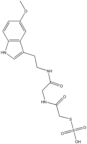 S-{2-[(2-{[2-(5-methoxy-1H-indol-3-yl)ethyl]amino}-2-oxoethyl)amino]-2-oxoethyl} hydrogen thiosulfate Struktur