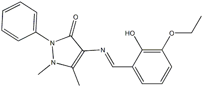 4-[(3-ethoxy-2-hydroxybenzylidene)amino]-1,5-dimethyl-2-phenyl-1,2-dihydro-3H-pyrazol-3-one Structure