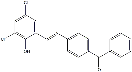 (4-{[(E)-(3,5-dichloro-2-hydroxyphenyl)methylidene]amino}phenyl)(phenyl)methanone Struktur