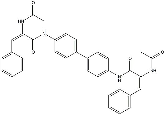 (E)-2-(acetylamino)-N-(4'-{[(E)-2-(acetylamino)-3-phenyl-2-propenoyl]amino}[1,1'-biphenyl]-4-yl)-3-phenyl-2-propenamide 化学構造式