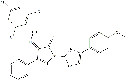 1-[4-(4-methoxyphenyl)-1,3-thiazol-2-yl]-3-phenyl-1H-pyrazole-4,5-dione 4-[N-(2,4,6-trichlorophenyl)hydrazone]