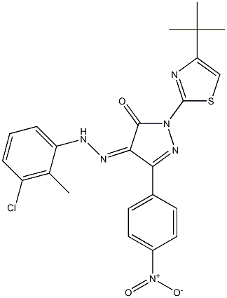 1-[4-(tert-butyl)-1,3-thiazol-2-yl]-3-(4-nitrophenyl)-1H-pyrazole-4,5-dione 4-[N-(3-chloro-2-methylphenyl)hydrazone]