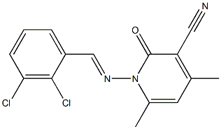 1-{[(E)-(2,3-dichlorophenyl)methylidene]amino}-4,6-dimethyl-2-oxo-1,2-dihydro-3-pyridinecarbonitrile Struktur