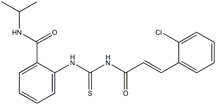 2-[({[(E)-3-(2-chlorophenyl)-2-propenoyl]amino}carbothioyl)amino]-N-isopropylbenzamide Struktur
