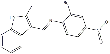 N-(2-bromo-4-nitrophenyl)-N-[(E)-(2-methyl-1H-indol-3-yl)methylidene]amine,,结构式