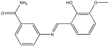 3-{[(E)-(2-hydroxy-3-methoxyphenyl)methylidene]amino}benzamide Struktur