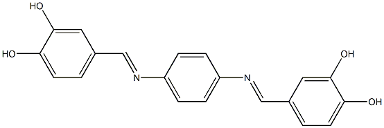 4-{[(4-{[(E)-(3,4-dihydroxyphenyl)methylidene]amino}phenyl)imino]methyl}-1,2-benzenediol Struktur