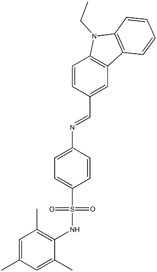 4-{[(E)-(9-ethyl-9H-carbazol-3-yl)methylidene]amino}-N-mesitylbenzenesulfonamide Structure