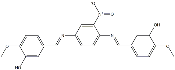 5-{[(4-{[(E)-(3-hydroxy-4-methoxyphenyl)methylidene]amino}-3-nitrophenyl)imino]methyl}-2-methoxyphenol 化学構造式