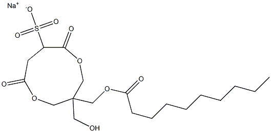 1-(Decanoyloxymethyl)-1-(hydroxymethyl)-4,7-dioxo-3,8-dioxacyclononane-6-sulfonic acid sodium salt Struktur