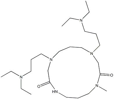 4,8-ビス(3-ジエチルアミノプロピル)-11-メチル-1,4,8,11-テトラアザシクロテトラデカン-2,10-ジオン 化学構造式
