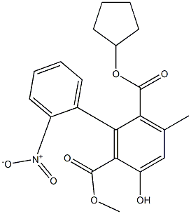 3-Methyl-5-hydroxy-2'-nitro-1,1'-biphenyl-2,6-dicarboxylic acid 2-cyclopentyl 6-methyl ester Structure