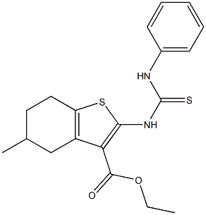 4,5,6,7-Tetrahydro-2-(3-phenylthioureido)-5-methylbenzo[b]thiophene-3-carboxylic acid ethyl ester Structure