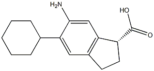 (1R)-6-アミノ-5-シクロヘキシルインダン-1-カルボン酸 化学構造式
