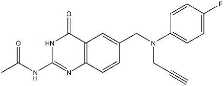 2-Acetylamino-6-[N-(4-fluorophenyl)-N-(2-propynyl)aminomethyl]quinazolin-4(3H)-one|