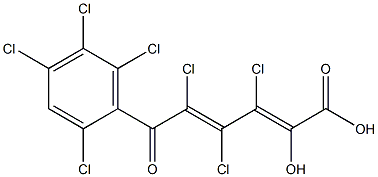 (2E,4E)-2-ヒドロキシ-3,4,5-トリクロロ-6-オキソ-6-(2,4,5,6-テトラクロロフェニル)-2,4-ヘキサジエン酸 化学構造式