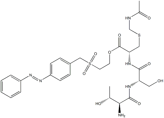 S-[(アセチルアミノ)メチル]-N-(N-L-トレオニル-L-セリル)-L-システイン2-[[[4-(フェニルアゾ)フェニル]メチル]スルホニル]エチル 化学構造式