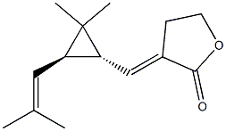 (3E)-Dihydro-3-[[(1R,2R)-3,3-dimethyl-2-(2-methyl-1-propenyl)cyclopropan-1-yl]methylene]furan-2(3H)-one Structure