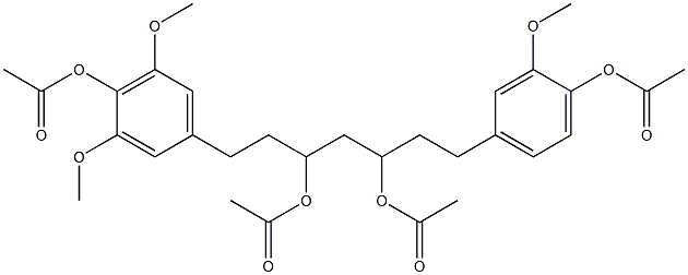 1-(4-アセトキシ-3,5-ジメトキシフェニル)-7-(4-アセトキシ-3-メトキシフェニル)ヘプタン-3,5-ジオールジアセタート 化学構造式