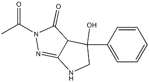 2-アセチル-3a,4,5,6-テトラヒドロ-4-ヒドロキシ-4-フェニルピロロ[2,3-c]ピラゾール-3(2H)-オン 化学構造式