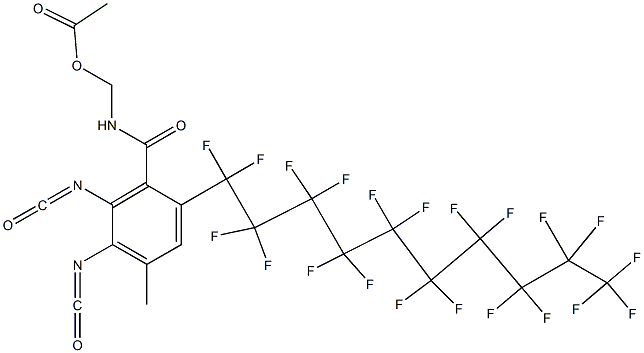 N-(Acetyloxymethyl)-2-(henicosafluorodecyl)-5,6-diisocyanato-4-methylbenzamide Struktur